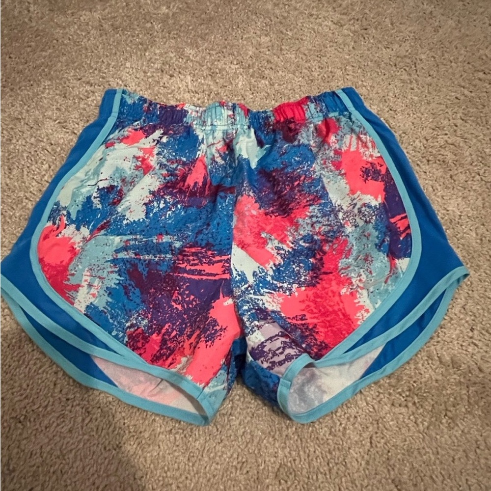 Nike Women's Blue and Pink Athletic Shorts